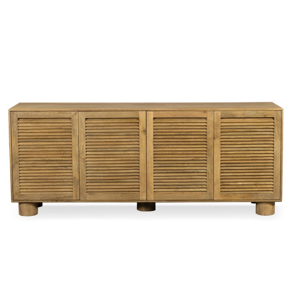 Safavieh Bellasasha Walnut Wood Four Door Sideboard Media Console for Living or Dining Rooms SFV9767A
