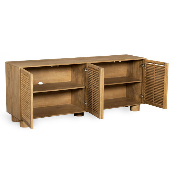 Safavieh Bellasasha Walnut Wood Four Door Sideboard Media Console for Living or Dining Rooms SFV9767A