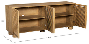 Safavieh Bellasasha Walnut Wood Four Door Sideboard Media Console for Living or Dining Rooms SFV9767A