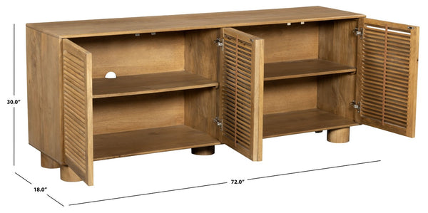 Safavieh Bellasasha Walnut Wood Four Door Sideboard Media Console for Living or Dining Rooms SFV9767A