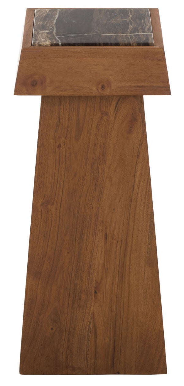 Safavieh Lakaytee Round Marble Top Accent Table with Walnut Wood Base for Living Spaces SFV9768A