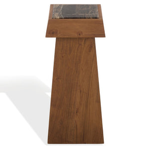 Safavieh Lakaytee Round Marble Top Accent Table with Walnut Wood Base for Living Spaces SFV9768A