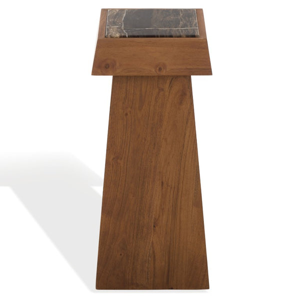 Safavieh Lakaytee Round Marble Top Accent Table with Walnut Wood Base for Living Spaces SFV9768A