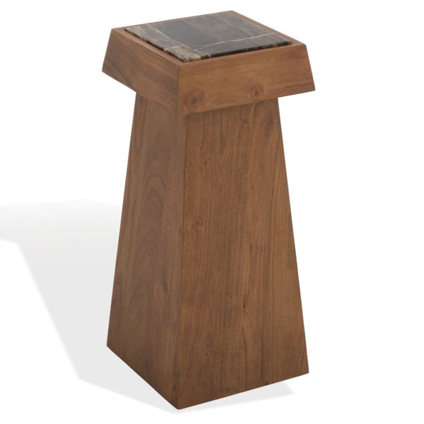 Safavieh Lakaytee Round Marble Top Accent Table with Walnut Wood Base for Living Spaces SFV9768A