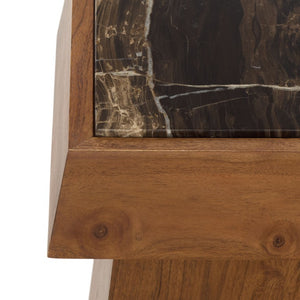 Safavieh Lakaytee Round Marble Top Accent Table with Walnut Wood Base for Living Spaces SFV9768A