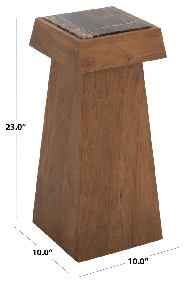 Safavieh Lakaytee Round Marble Top Accent Table with Walnut Wood Base for Living Spaces SFV9768A