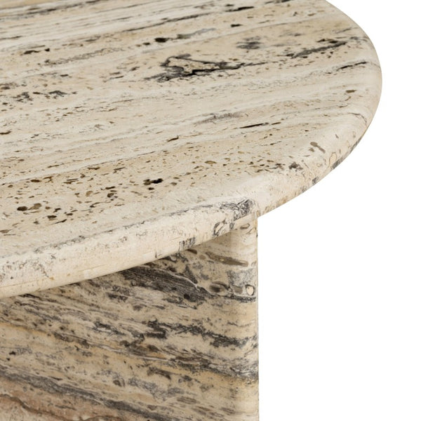 Safavieh Feliciandra Genuine Travertine Round Coffee Table with Natural Veining for Living Rooms SFV9771A-2BX