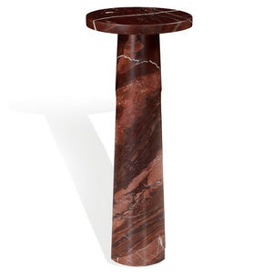 Safavieh Doxander Genuine Marble Top Tall Drink Table with Slim Metal Base for Small Spaces Red SFV9773A