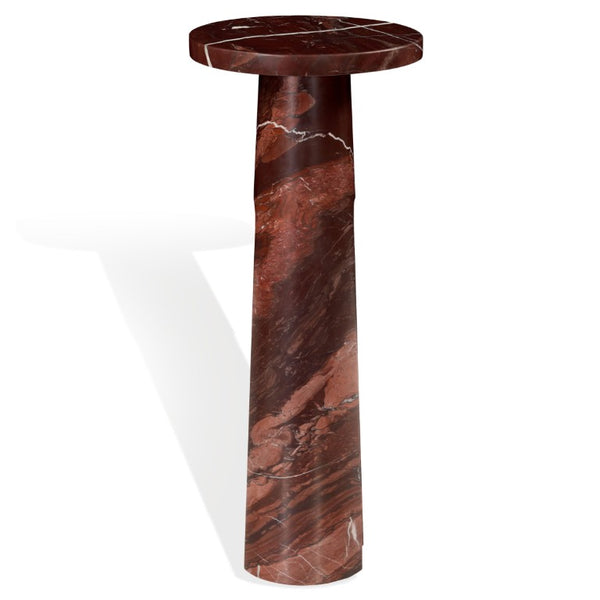 Safavieh Doxander Genuine Marble Top Tall Drink Table with Slim Metal Base for Small Spaces Red SFV9773A