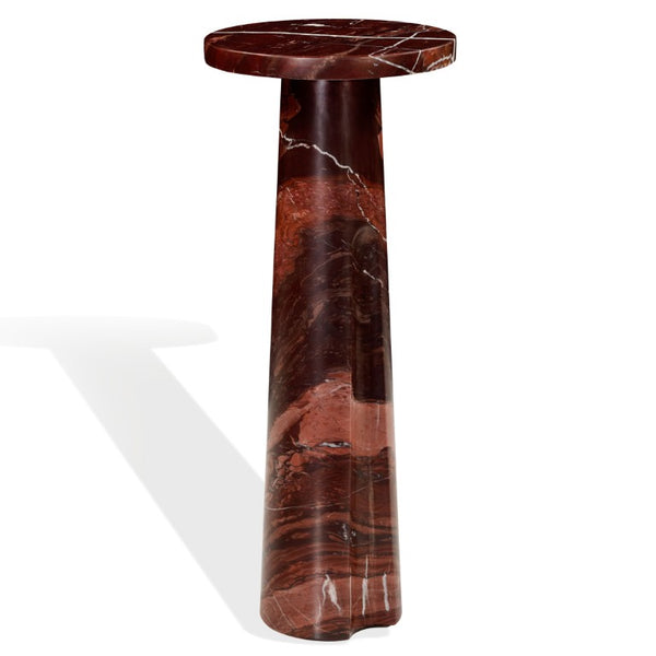Safavieh Doxander Genuine Marble Top Tall Drink Table with Slim Metal Base for Small Spaces Red SFV9773A