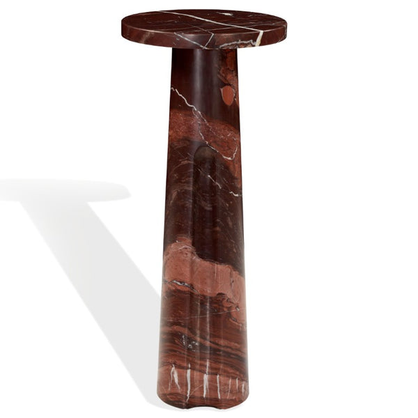 Safavieh Doxander Genuine Marble Top Tall Drink Table with Slim Metal Base for Small Spaces Red SFV9773A