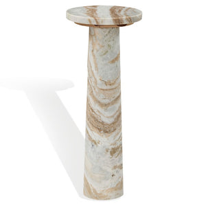 Safavieh Doxander Genuine Marble Top Tall Drink Table with Slim Metal Base for Small Spaces White SFV9773B
