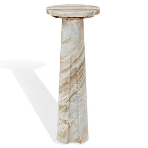 Safavieh Doxander Genuine Marble Top Tall Drink Table with Slim Metal Base for Small Spaces White SFV9773B