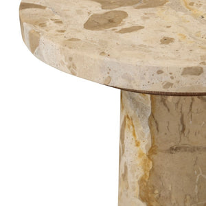 Safavieh Doxander Genuine Marble Top Tall Drink Table with Slim Metal Base for Small Spaces Beige SFV9773C