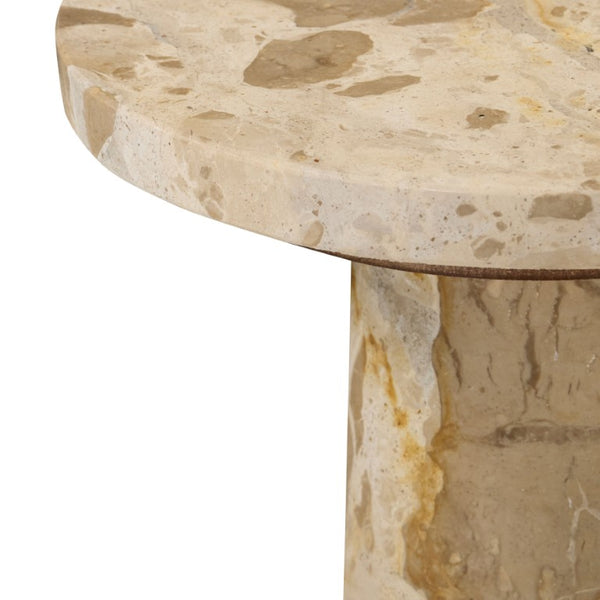Safavieh Doxander Genuine Marble Top Tall Drink Table with Slim Metal Base for Small Spaces Beige SFV9773C