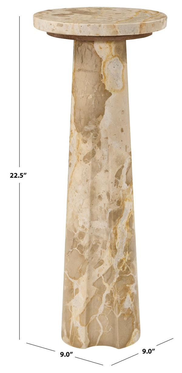Safavieh Doxander Genuine Marble Top Tall Drink Table with Slim Metal Base for Small Spaces Beige SFV9773C