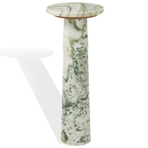 Safavieh Doxander Genuine Marble Top Tall Drink Table with Slim Metal Base for Small Spaces Green SFV9773D