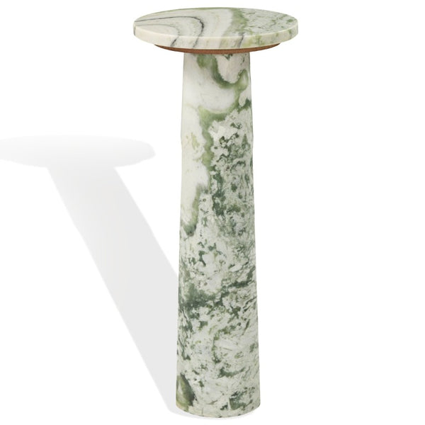 Safavieh Doxander Genuine Marble Top Tall Drink Table with Slim Metal Base for Small Spaces Green SFV9773D