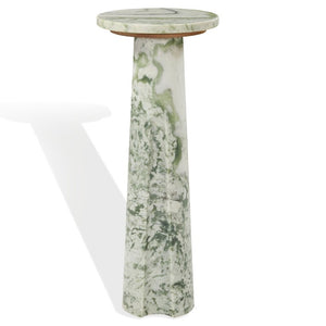 Safavieh Doxander Genuine Marble Top Tall Drink Table with Slim Metal Base for Small Spaces Green SFV9773D