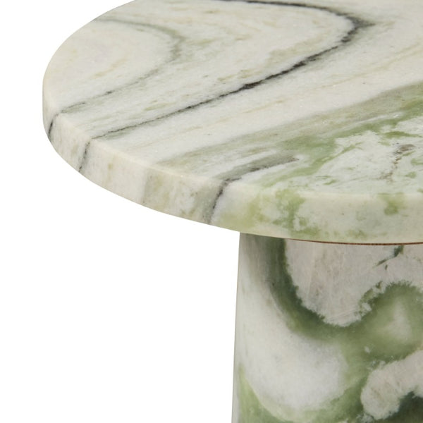 Safavieh Doxander Genuine Marble Top Tall Drink Table with Slim Metal Base for Small Spaces Green SFV9773D
