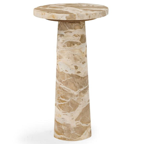 Safavieh Doxander Marble Top Square Drink Table with Bold Metal Base for Accent Chair Side Beige SFV9774C