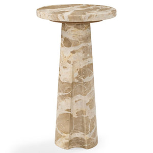 Safavieh Doxander Marble Top Square Drink Table with Bold Metal Base for Accent Chair Side Beige SFV9774C