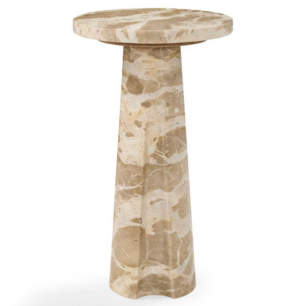 Safavieh Doxander Marble Top Square Drink Table with Bold Metal Base for Accent Chair Side Beige SFV9774C