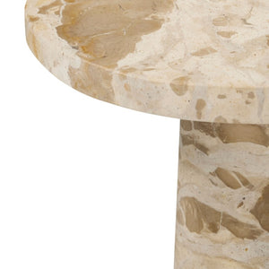 Safavieh Doxander Marble Top Square Drink Table with Bold Metal Base for Accent Chair Side Beige SFV9774C