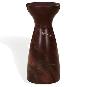 Safavieh Klaradelle Polished Marble Round Accent Table Sculptural Pedestal for Living Spaces Red SFV9776A