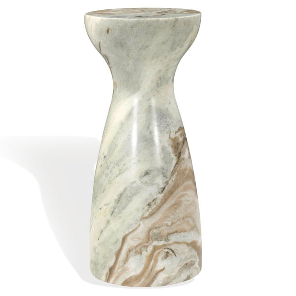 Safavieh Klaradelle Polished Marble Round Accent Table Sculptural Pedestal for Living Spaces White SFV9776B