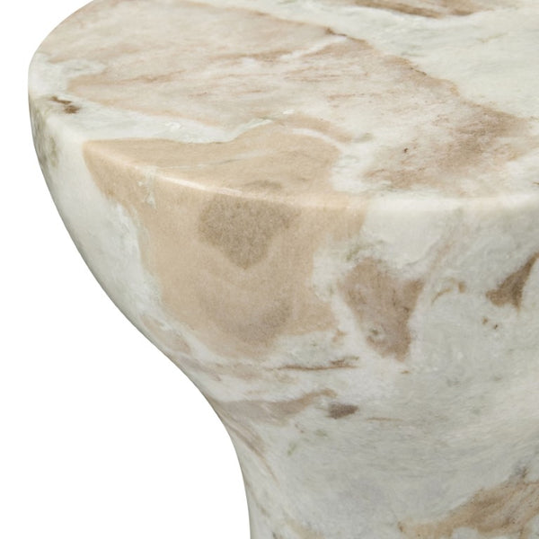 Safavieh Klaradelle Polished Marble Round Accent Table Sculptural Pedestal for Living Spaces White SFV9776B