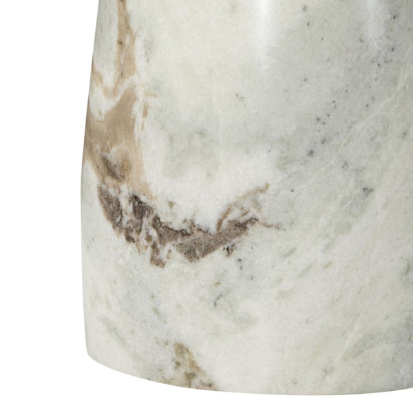 Safavieh Klaradelle Polished Marble Round Accent Table Sculptural Pedestal for Living Spaces White SFV9776B
