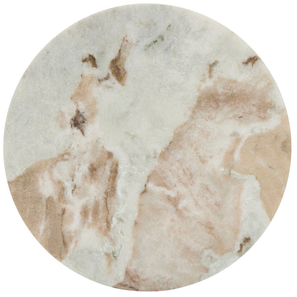 Safavieh Klaradelle Polished Marble Round Accent Table Sculptural Pedestal for Living Spaces White SFV9776B