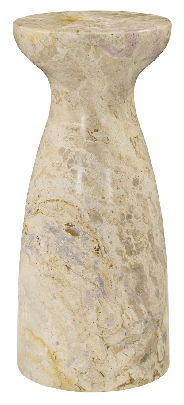 Safavieh Klaradelle Polished Marble Round Accent Table Sculptural Pedestal for Living Spaces Beige SFV9776C