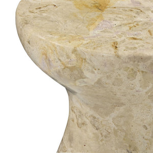 Safavieh Klaradelle Polished Marble Round Accent Table Sculptural Pedestal for Living Spaces Beige SFV9776C