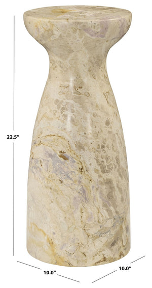 Safavieh Klaradelle Polished Marble Round Accent Table Sculptural Pedestal for Living Spaces Beige SFV9776C