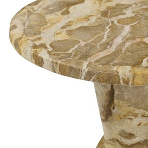 Safavieh Zuria Genuine Marble Round Accent Table with Natural Veining for Living or Bedroom Beige SFV9777A-2BX