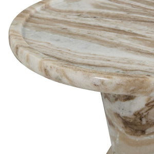 Safavieh Zuria Genuine Marble Round Accent Table with Natural Veining for Living or Bedroom White SFV9777B-2BX