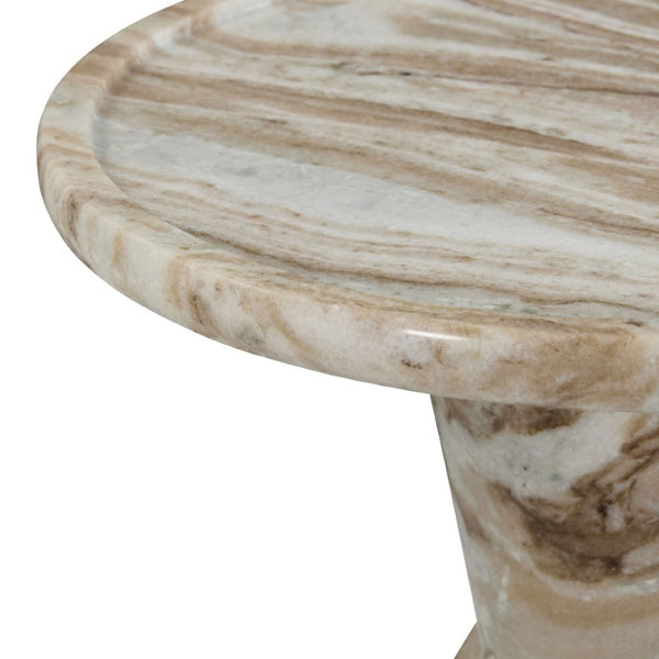 Safavieh Zuria Genuine Marble Round Accent Table with Natural Veining for Living or Bedroom White SFV9777B-2BX