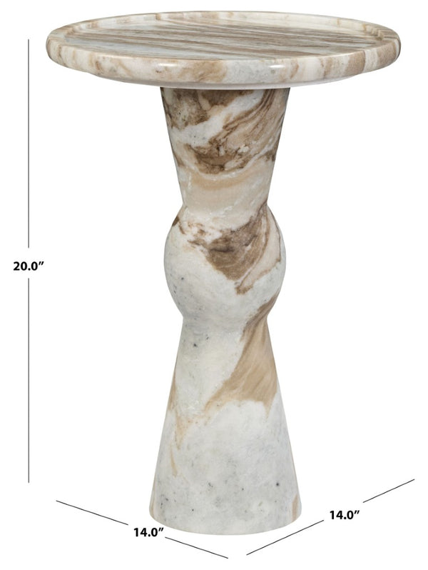 Safavieh Zuria Genuine Marble Round Accent Table with Natural Veining for Living or Bedroom White SFV9777B-2BX