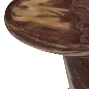 Safavieh Zuria Genuine Marble Round Accent Table with Natural Veining for Living or Bedroom Red SFV9777C-2BX