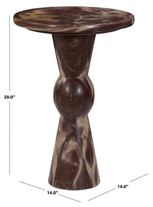 Safavieh Zuria Genuine Marble Round Accent Table with Natural Veining for Living or Bedroom Red SFV9777C-2BX