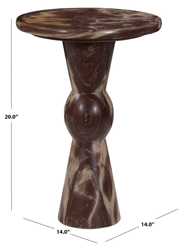 Safavieh Zuria Genuine Marble Round Accent Table with Natural Veining for Living or Bedroom Red SFV9777C-2BX