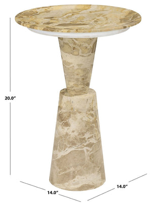 Safavieh Tatyanna Round Marble Top Accent Table with Metal Base for Living or Bedroom Beige SFV9778A-2BX