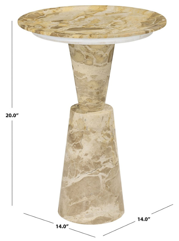 Safavieh Tatyanna Round Marble Top Accent Table with Metal Base for Living or Bedroom Beige SFV9778A-2BX