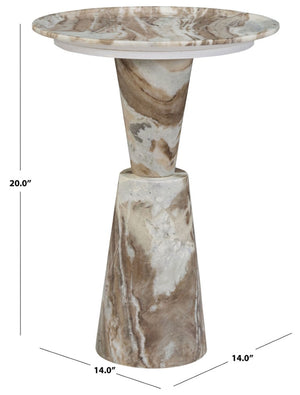 Safavieh Tatyanna Round Marble Top Accent Table with Metal Base for Living or Bedroom White SFV9778B-2BX