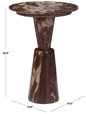 Safavieh Tatyanna Round Marble Top Accent Table with Metal Base for Living or Bedroom Red SFV9778C-2BX