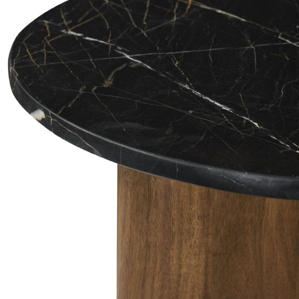Safavieh Taralily Genuine Marble Round Side Table with Matte Black Legs for Modern Living Spaces SFV9779A-2BX