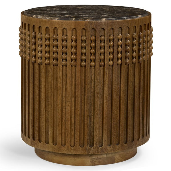 Safavieh Wesslyn Genuine Marble Top Accent Table with Carved Walnut Wood Base for Living Rooms SFV9780A