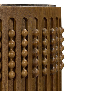 Safavieh Wesslyn Genuine Marble Top Accent Table with Carved Walnut Wood Base for Living Rooms SFV9780A